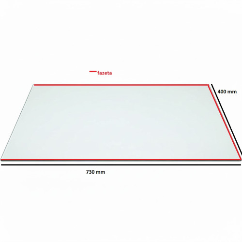 Sklo pod kamna s fazetou 730 x 400 mm